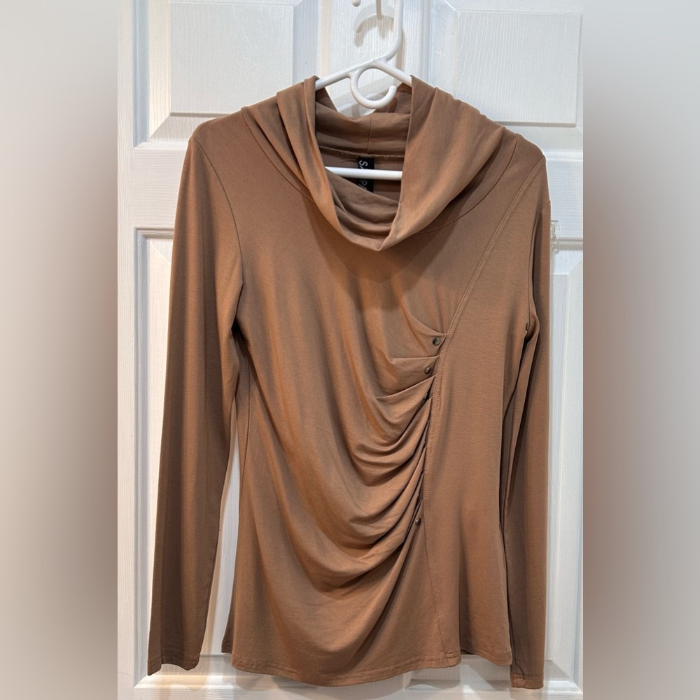 Sao Paulo Draped Front Cowl Neck Blouse Women Size 36 US 4 Preppy Quiet Luxury